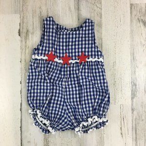 Funtasia Too Girls Red White Blue Patriotic Bubble Romper 12 M